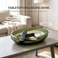 Bol de rangement en verre côtelé dégradé, plateau organisateur pour table basse, accessoires, clés, télécommandes, décoration de bureau et d'intérieur