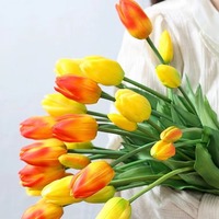 Tulipes en PU au toucher doux, tulipes à longue tige, fleurs artificielles pour la décoration de bureau, de maison, de mariage, de fête et d'événements