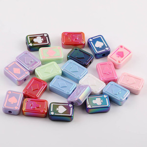 Acrylic <b>Playing</b> <b>Card</b> Beads With Holes Rectangle Shape For Jewelry Making Color Random Plating Process - Product Image 2