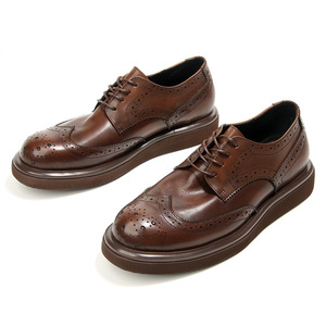 Brogue Carved Men's Leather Shoes <b>Round</b> Toe Black Office Career <b>Cushioned</b> Dress Shoes Size 38-44 - Product Image 5