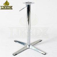 Base de table réglable en hauteur avec ressort à gaz en aluminium argenté poli moderne pour table de salle à manger, restaurant, bar