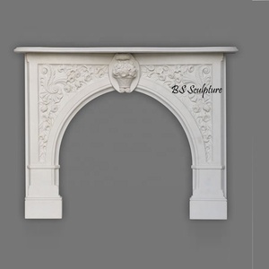 Envolvente de chimenea de travertino de mármol beige victoriano independiente simple personalizado - Product Image 3
