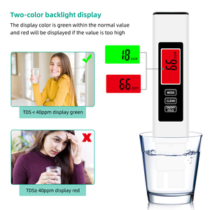 Testeur numérique de qualité de l'eau TDS 0-9990 PPM avec écran LCD rétroéclairé pour piscines, eau potable et aquariums - Product Image 5