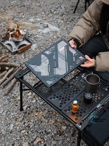 Cadre de table de camping en alliage d'aluminium compatible avec étagère de rangement en maille, portable - Product Image 2