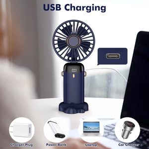 Rechargeable USB Handheld Portable <b>Mini</b> Fan with Foldable Cooling Fan 5 Speed for Students Car Office <b>Desk</b> Outdoor for Gift - Product Image 2