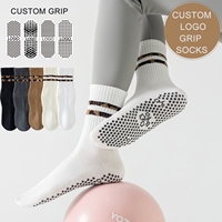 Chaussettes de yoga et de pilates pour femmes avec logo personnalisé, motif léopard, antidérapantes, pour studio de fitness