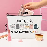 Trousse de maquillage drôle pour chat Cadeaux pour amoureux des chats Trousse cosmétique en toile avec logo personnalisé Trousse de toilette Pochette à fermeture éclair pour filles