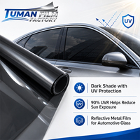 Película para Ventanas de Automóviles Tuman Dark Shade Reflective Metal, con 90% de Rechazo de Rayos Ultravioleta, Reduce la Exposición Solar, para Vidrios de Vehículos