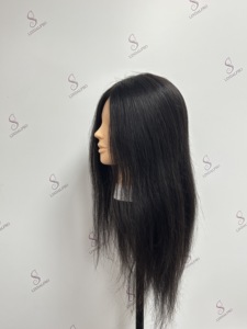 Cabeza de Maniquí de Cabello Humano <span class=keywords><strong>Real</strong></span> Negro de 16 Pulgadas - Se Puede Lavar, Decolorar, Teñir y Peinar para Practicar Todas las Habilidades de Peluquería - Product Image 4