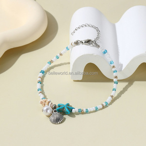 Tobilleras de Venta caliente de BELLEWORLD para mujer, joyería de moda, tobilleras para niñas, joyería <span class=keywords><strong>tejida</strong></span> hecha a mano diaria para pies, <span class=keywords><strong>tobillera</strong></span> de concha con cuentas - Product Image 5