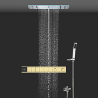 Ensemble de douche thermostatique multifonctionnel 900*300 mm pour appartement, avec jets cascade, pluie et colonne d'eau, et douchette à main, design moderne