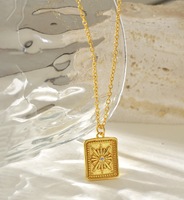Collier True North Square en argent sterling 925 plaqué or 18 carats avec zircon, nouvelle collection personnalisée