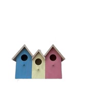 Nichoir en bois tricolore pour extérieur, ensemble de 3 pièces avec poteau d'entrée et système de fermeture sans accroche pour cour et grands espaces