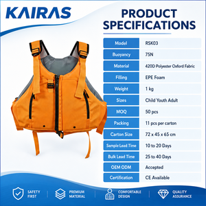 Gilet de sauvetage pour <span class=keywords><strong>rafting</strong></span> en eaux vives 75N, kayak, PFD avec poches, OEM personnalisé - Product Image 5