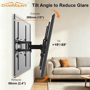 Support mural inclinable et pivotant pour téléviseur, <span class=keywords><strong>bras</strong></span> <span class=keywords><strong>articulé</strong></span> à mouvement complet, capacité de charge de 70 kg pour écran plat LED/LCD de 100 pouces - Product Image 5