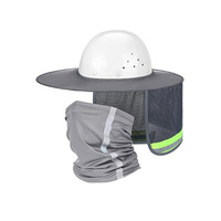 Maille haute visibilité plein bord Hardhat pare-soleil visage écharpe bouclier dur chapeau pare-soleil pour la Protection du cou en plein air