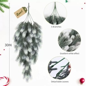 Branches de pin artificielles Wanmei 30 pouces, effet blanc dégradé, feuilles détachables, décoration murale de Noël - Product Image 1