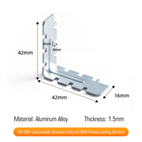 Connecteur d'angle en L en acier argenté de qualité industrielle pour profilés en aluminium de cadres photo, quincaillerie de fixation, vente en gros