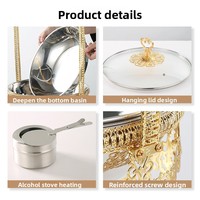 Réchaud de buffet de luxe en acier inoxydable 8L avec dentelle dorée, idéal pour restaurant en libre-service