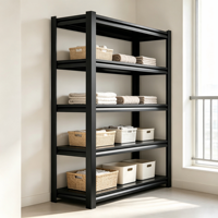 Étagère de rangement à plusieurs niveaux en métal noir, robuste, réglable, pour garage, bureau, maison