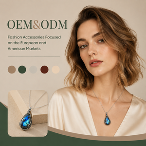 Collares con colgante de plata al por mayor OEM/ODM, joyería de labradorita en forma de lágrima envuelta en alambre para mujer - Product Image 1