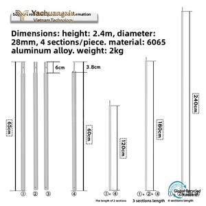 Outdoor bold <b>tent</b> support <b>pole</b> adjustable 2.4-meter thick 4-section aluminum alloy canopy <b>pole</b> - Product Image 3