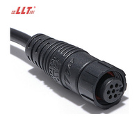 Konektor Tahan Air LLT IP65 IP67 OEM 2 3 4 5 6 Pin M12 Kabel Ekstensi Daya Lampu LED Tenaga Surya Elektrik Pria Wanita