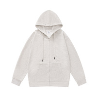 Sweat-shirt à capuche zippé ample en tricot avec logo personnalisé, poches zippées, veste ouverte décontractée unisexe