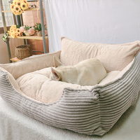 Meilleures ventes : Accessoires pour animaux de compagnie - Lit-canapé pour chien en tissu Oxford orthopédique, en velours côtelé épais et durable, écologique, avec semelle en plastique à pois