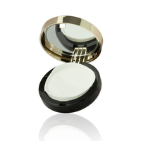 Vente en gros de boîtes de poudre compacte cosmétique noires et dorées, nouveau design, étui pour fond de teint air cushion avec miroir
