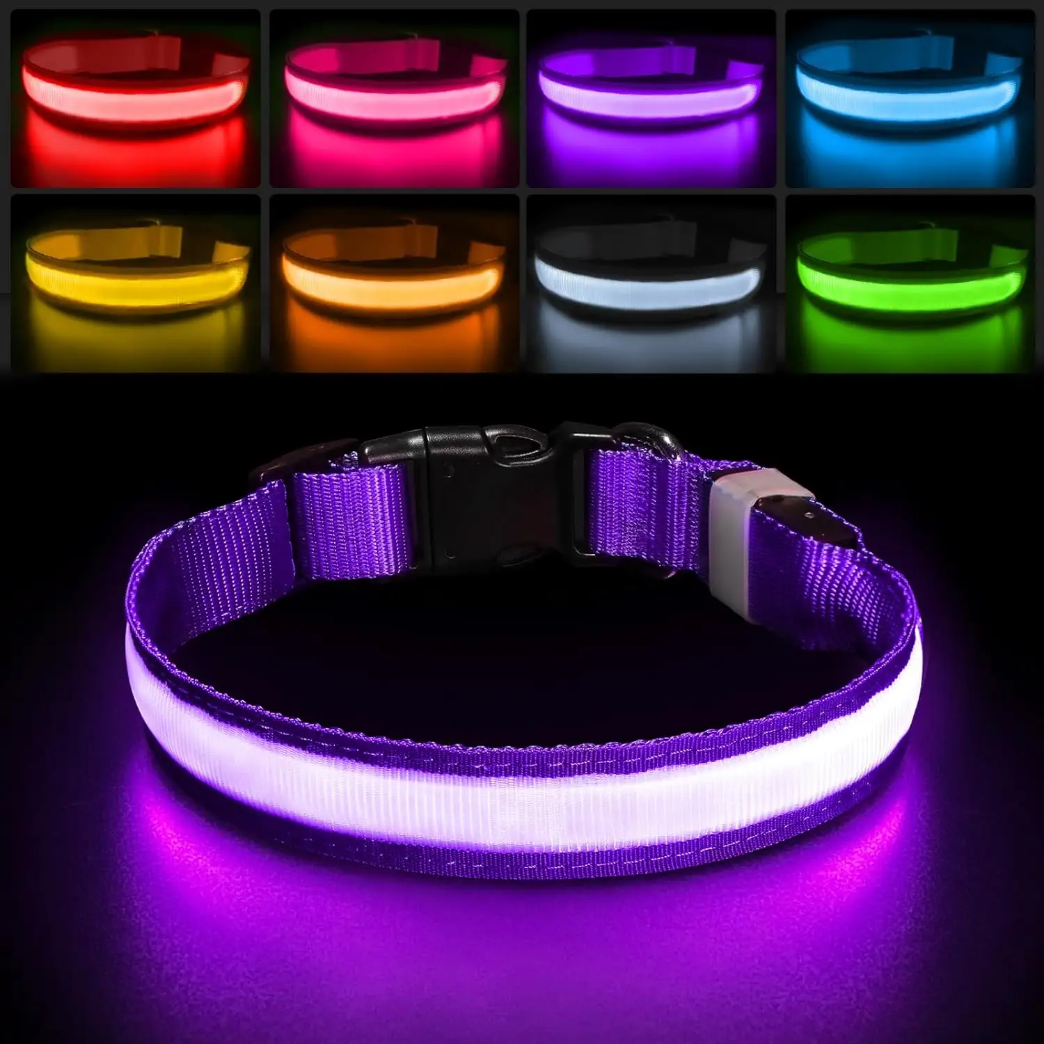 Nhỏ để XL sắt Dog Collar với bền len và ribbon trang trí Glowing LED Pet Leash Harness cho sử dụng hàng ngày