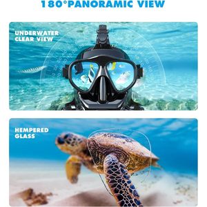Masque de plongée intégral Smaco, lentille en verre trempé en silicone noir avec support pour caméra, pour la plongée sous-marine et la plongée avec tuba pour adultes - Product Image 4
