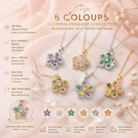 LUOYUNE Collier Pendentif Vintage Botanique en Laiton Plaqué Or 18K avec Breloque Fleur de Bauhinia en Zircon, Bijoux pour Commande en Gros OEM