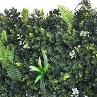 Rumput buatan tidak rata, rumput buatan tidak rata dengan bunga, Panel dinding hijau, tanaman artifisial untuk dekorasi dalam dan luar ruangan 1m * 1m