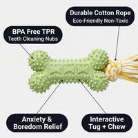 Jouet à mâcher pour chien en TPR sans BPA avec corde en coton, jouet interactif pour la dentition et le soulagement de l'anxiété, vente en gros