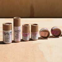 Emballage personnalisé en tube de papier biodégradable en carton kraft blanc recyclé pour baume à lèvres, rouge à lèvres, gloss, tube à pousser pour baume à lèvres