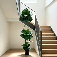Vente en gros : Ficus lyrata artificiel moderne à double tronc, réaliste, en plastique écologique, pour la maison, le hall et le bureau