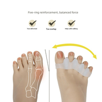 Séparateur d'orteils en silicone médical flexible à 5 trous pour soulager les hallux valgus, doux pour la peau, facile à nettoyer, options multicolores