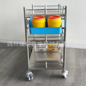 Chariot de rangement mobile en acier inoxydable Sichuan Ruilang 600x450x850mm à deux ou trois niveaux, chariot d'hôpital - Product Image 4