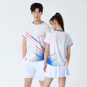 Maillot de badminton personnalisé à sublimation, manches courtes, pour hommes et femmes, confortable, respirant, de qualité supérieure, ensembles de sport athlétiques - Product Image 4