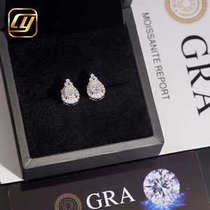 Boucles d'oreilles clous en moissanite taille poire, argent 925 plaqué rhodium, bijoux de mariage de luxe pour femme, forme goutte d'eau - Product Image 6