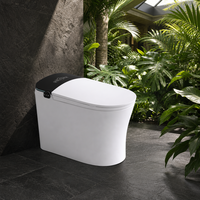 WC intelligent allongé en céramique certifié CE avec siège chauffant, séchage à l'air, drainage S-Trap et P-Trap, télécommande
