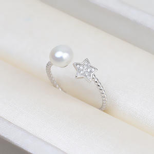 Anillo Abierto Simple S925 con 5-8 Solapas para DIY, Accesorios de Joyería con Perlas, Estrella de Cinco Puntas, Espiral, 83 Soportes Vacíos - Product Image 3