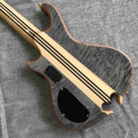 Style Alem personnalisé Mark King 5 Omega coupe bas forme cou à travers le corps en érable flammé haut 5 cordes guitare basse