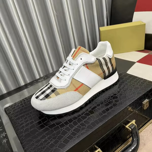 รองเท้าผ้าใบลำลองลายตารางหมากรุกสำหรับผู้ชายผู้หญิงหนังแท้กันน้ำระดับไฮเอนด์สำหรับฤดูใบไม้ร่วง - Product Image 4