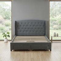 Lit de rangement moderne avec tiroirs, capitonné en losanges, en contreplaqué et PU/tissu, disponible en tailles Queen/King/Full/Specialty/Twin, meuble de rangement personnalisable