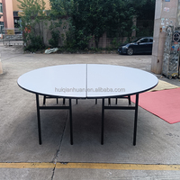 Table pliante en bois en forme de demi-lune moderne pour les mariages et les événements dans les fermes, les hôtels ou les parcs