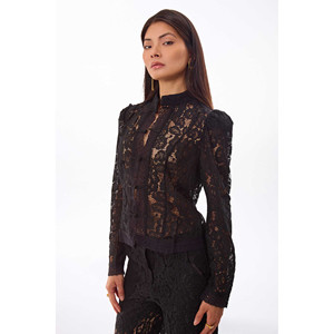 Veste en dentelle mandarin noire - Product Image 2
