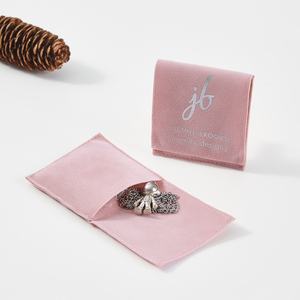 8x8cm Pink Earring Necklaces Suede Pouch Velvet <b>Gift</b> Bag Custom Jewelry Packaging Pouch Bag with Flap - Product Image 1