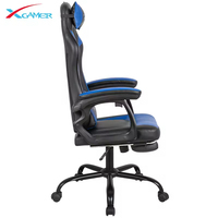 Chaise de jeu ergonomique pivotante de luxe moderne en cuir synthétique avec repose-pieds et structure en acier pour PC Gamer